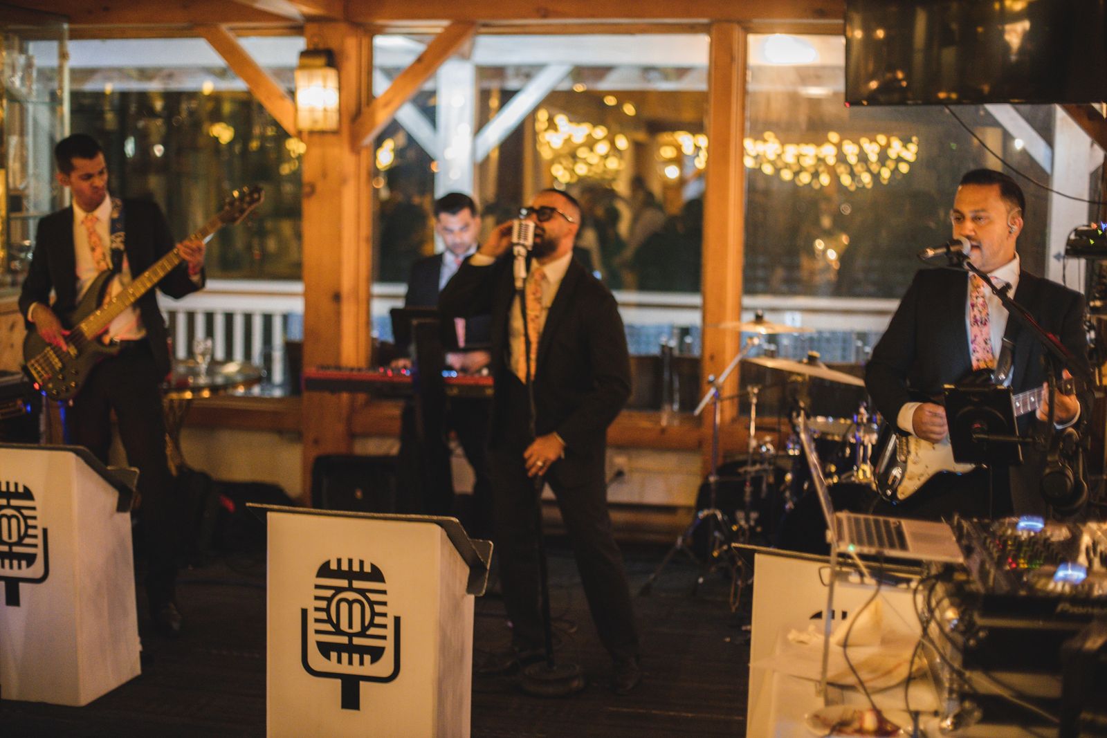 Close-up of Memory Lane guitarist during live wedding performance