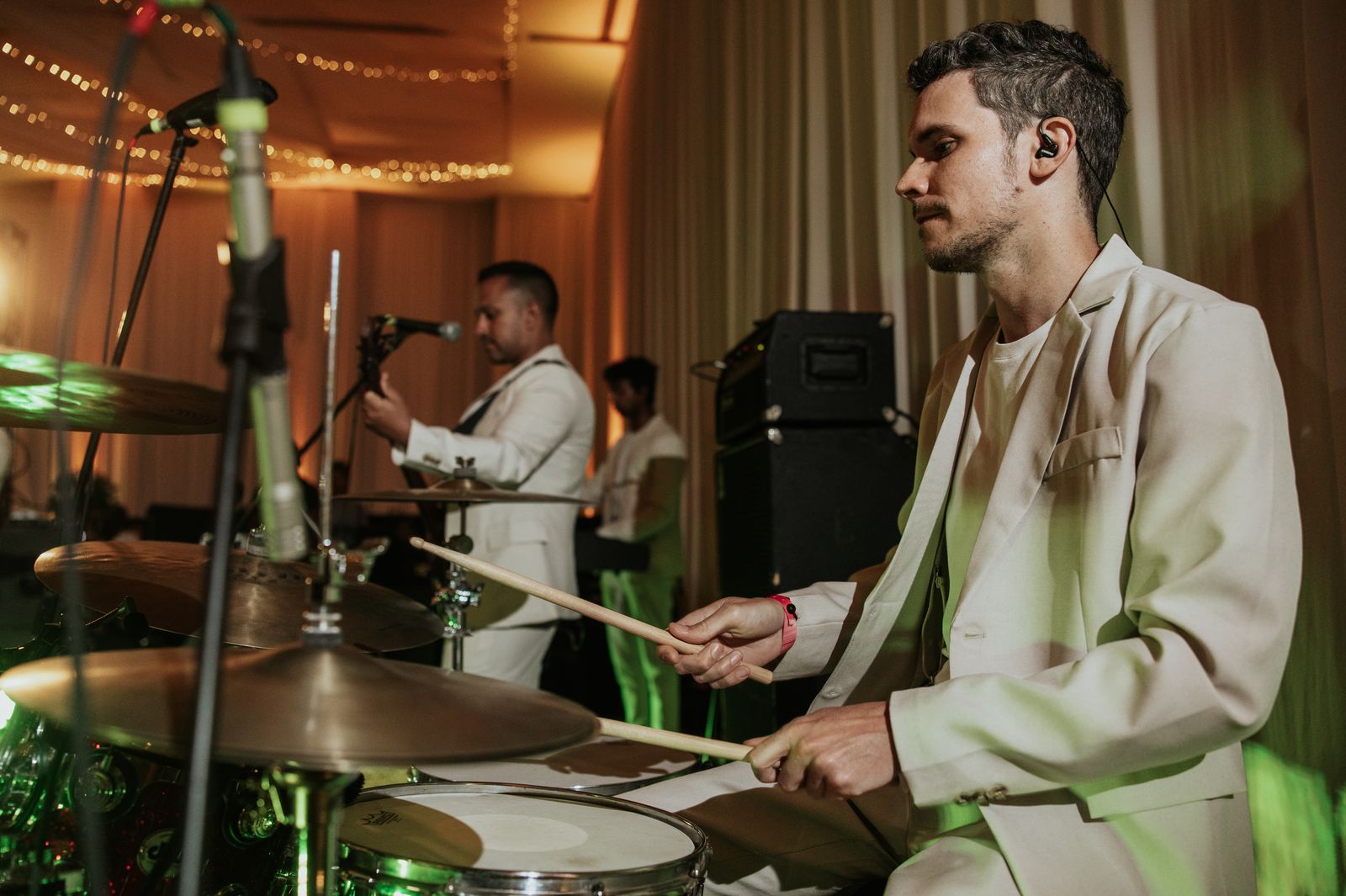 Memory Lane wedding band in full performance mode on stage