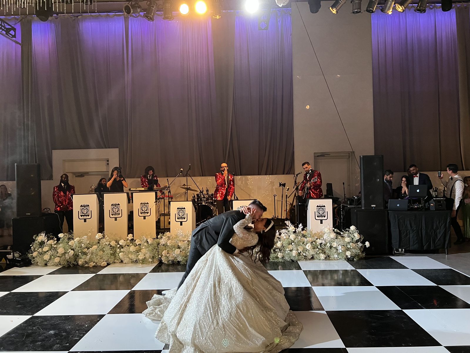 Memory Lane performing at intimate garden wedding reception