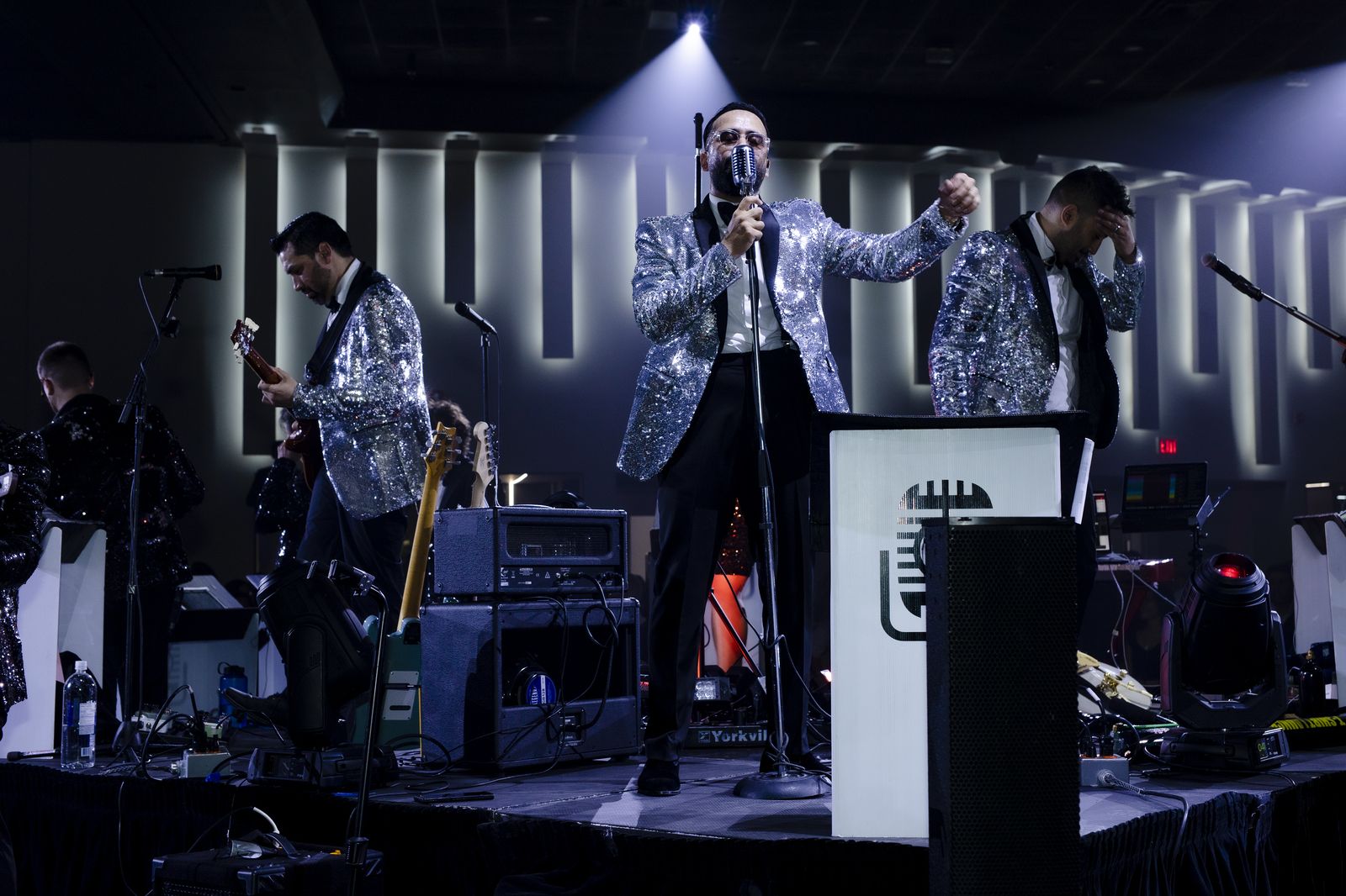 Memory Lane band full stage setup with professional lighting