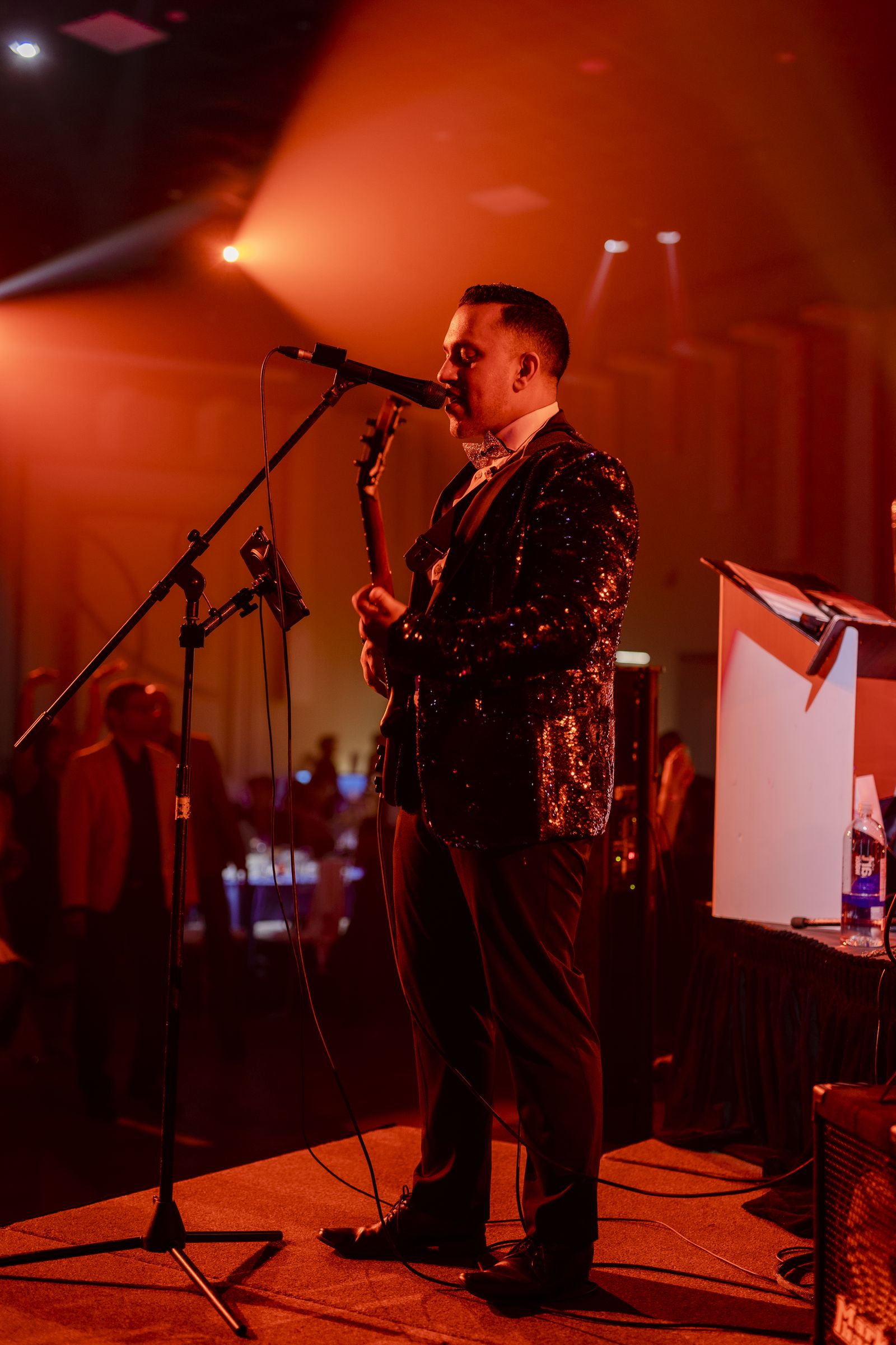 Memory Lane drummer and bassist during high-energy wedding set