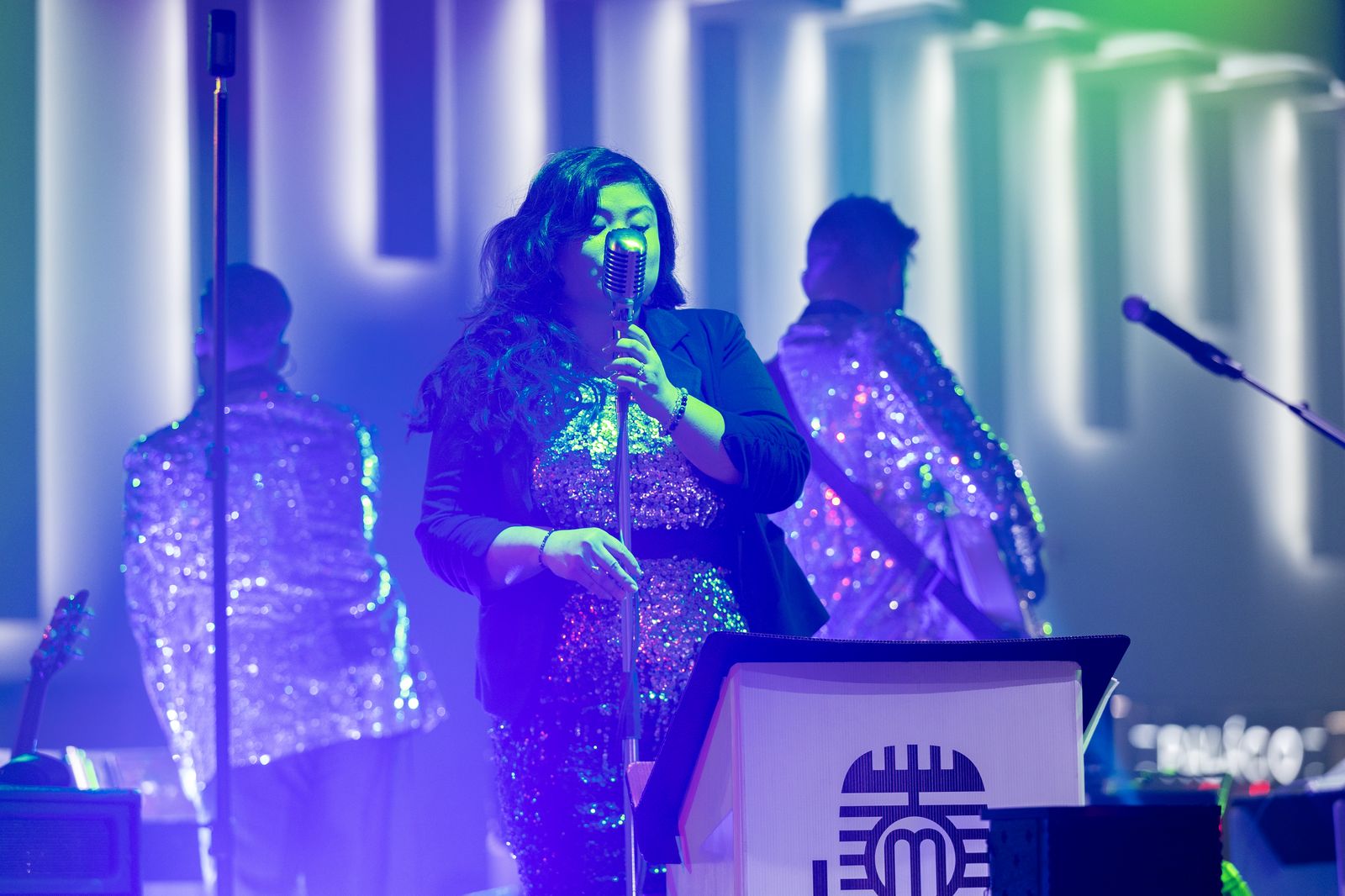 Memory Lane 10-piece band at charity gala with horn section