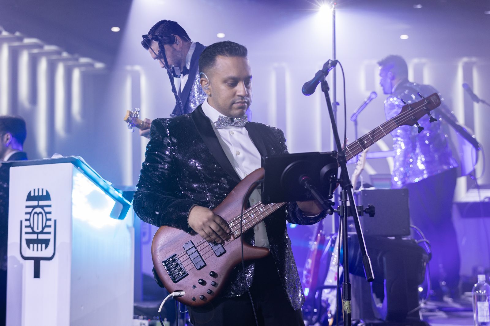 Memory Lane MC Rudy engaging crowd at wedding reception